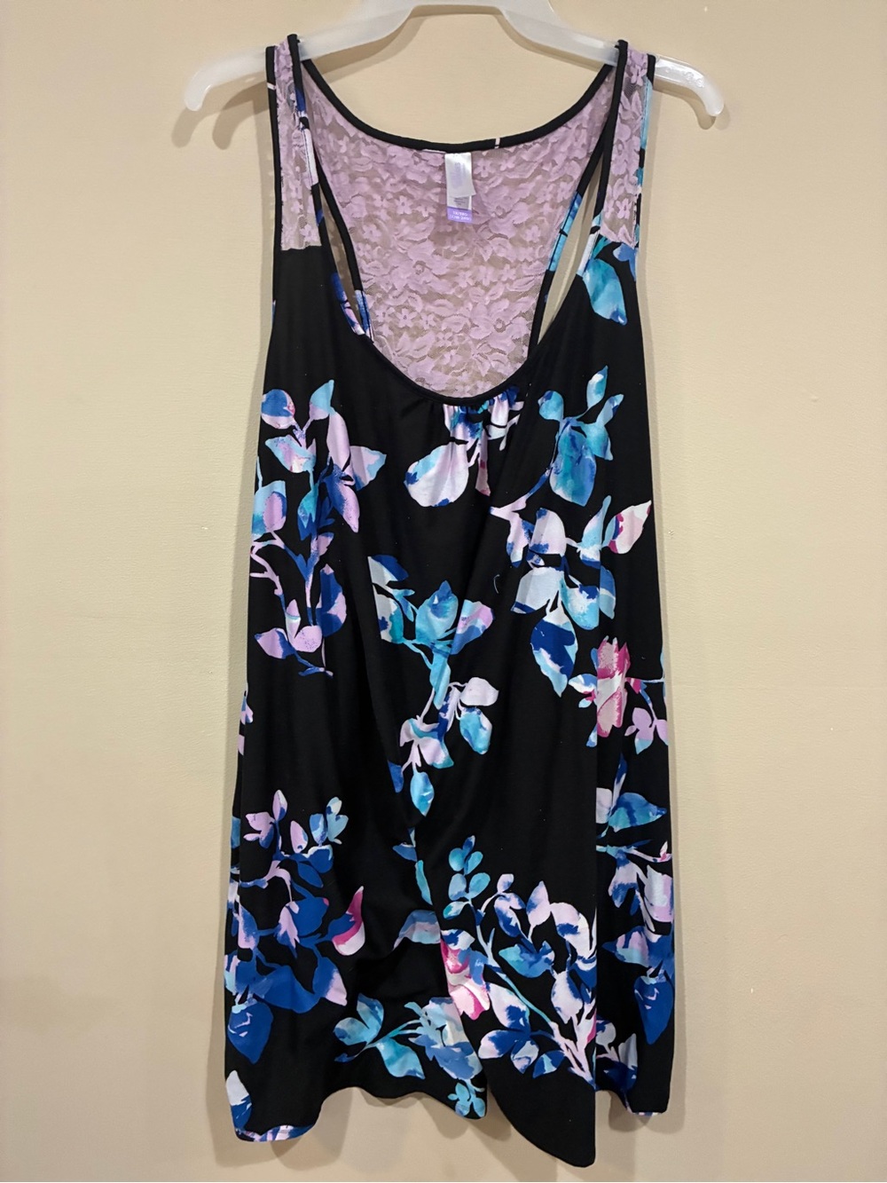 Secret Treasures Black Chemise with Blue & Pink Floral Print